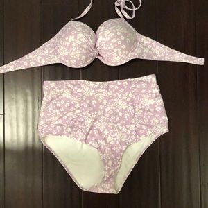 Purple Aerie high waisted swimsuit